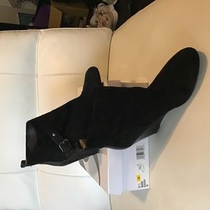Black Suede wedge bootie